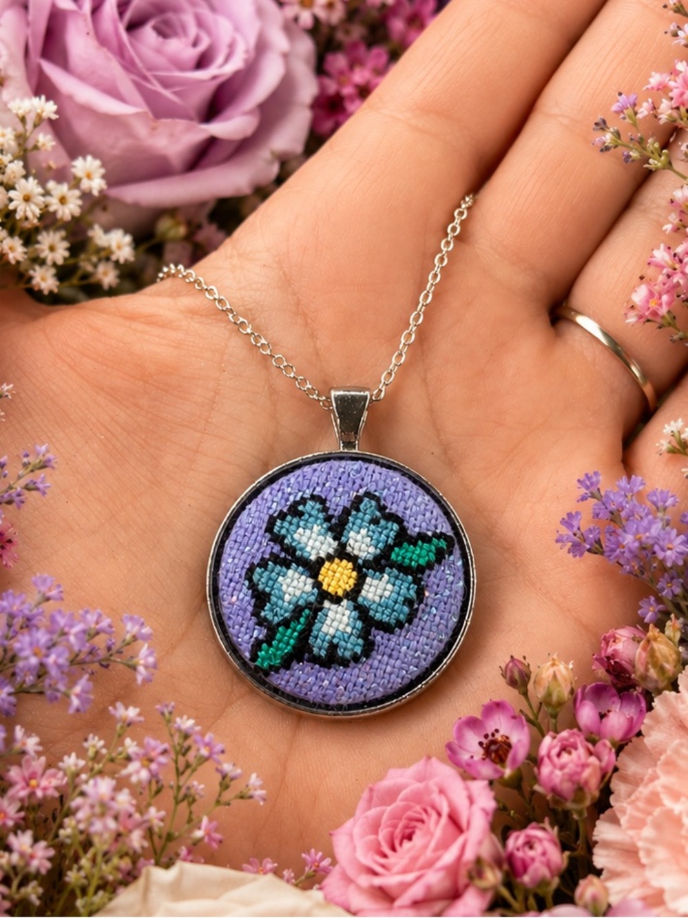 Flower handmade necklace jewelry keychain gift